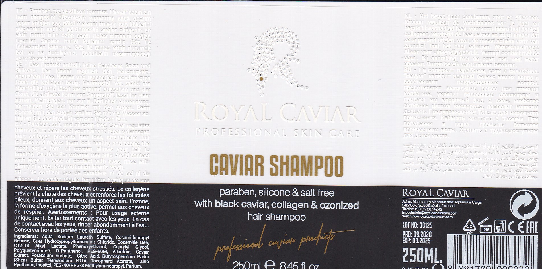 Çiftsan Label & Packaging Ltd, Turkey for Royal Caviar Shampoo