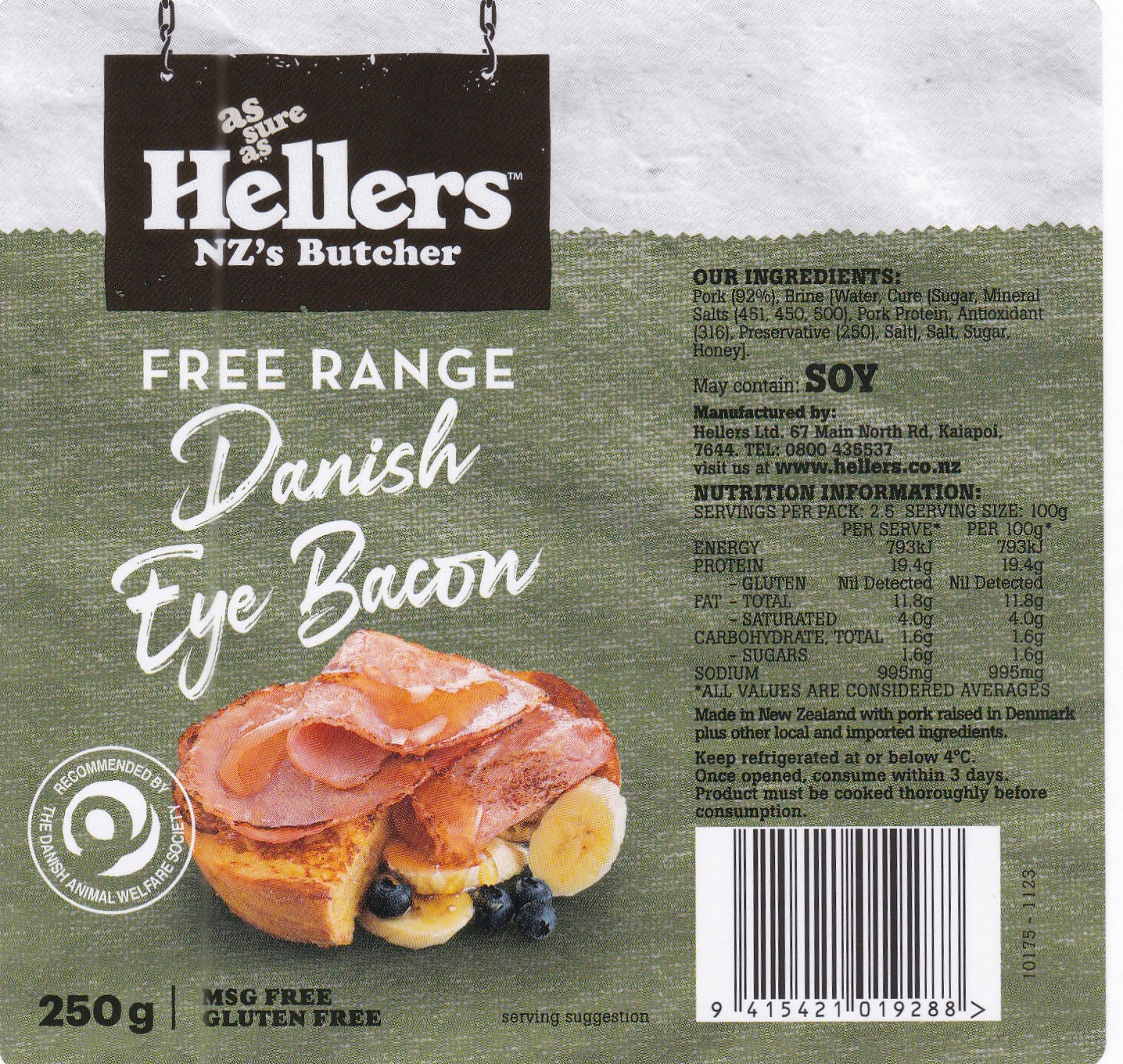 Kiwi Labels for Hellers Danish Eye Bacon