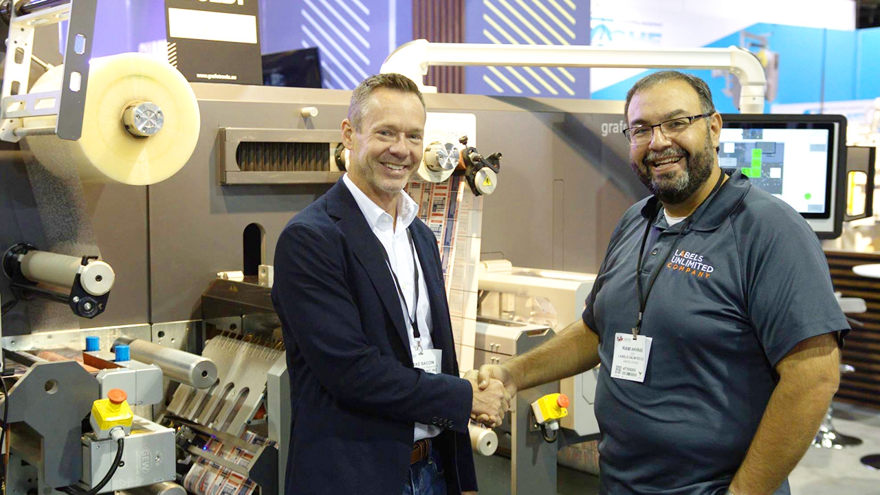 L-R: Mike Bacon, executive vice president of Grafotronic and Rami Akhras, CEO of Labels Unlimited.