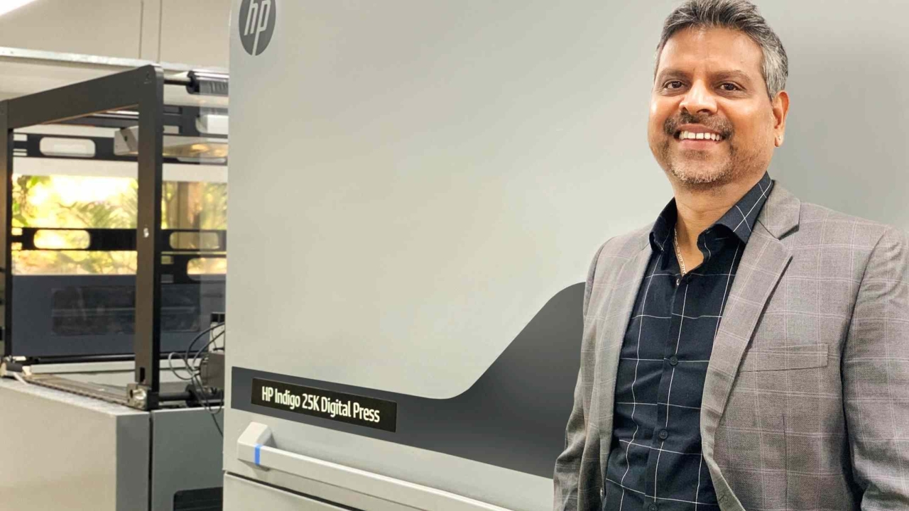 Anil Namugade, managing director, Trigon Digital with the new HP Indigo 25K digital label printing press Anil Namugade, managing director, Trigon Digital with the new HP Indigo 25K digital label printing press