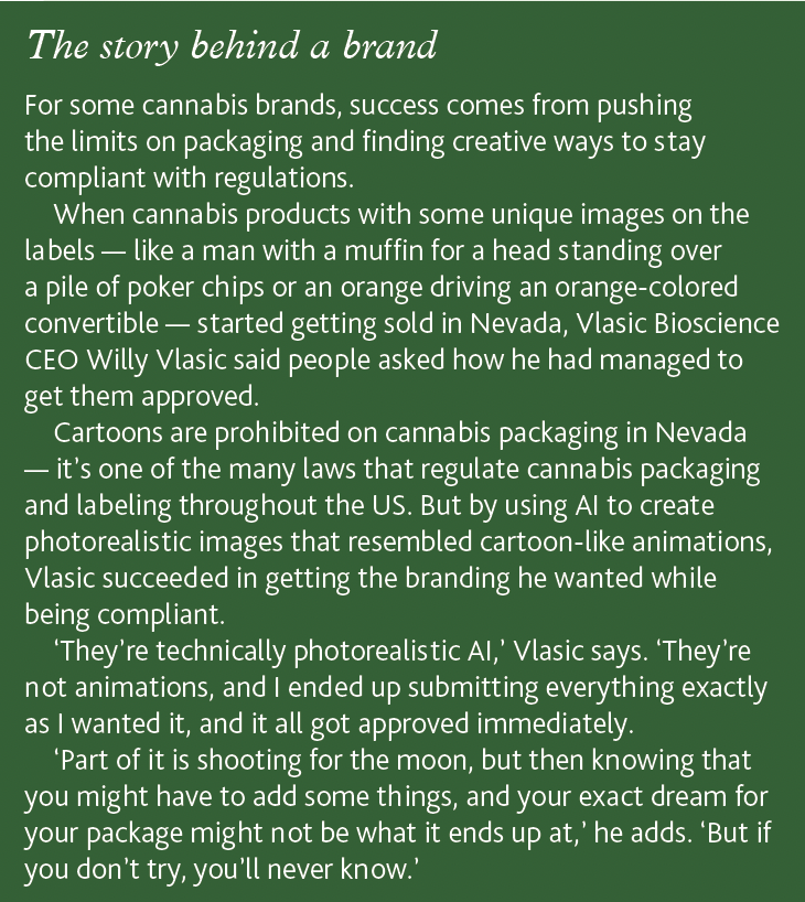 a sidebar on Vlasic Bioscience's experiences with cannabis packaging and labeling regulations