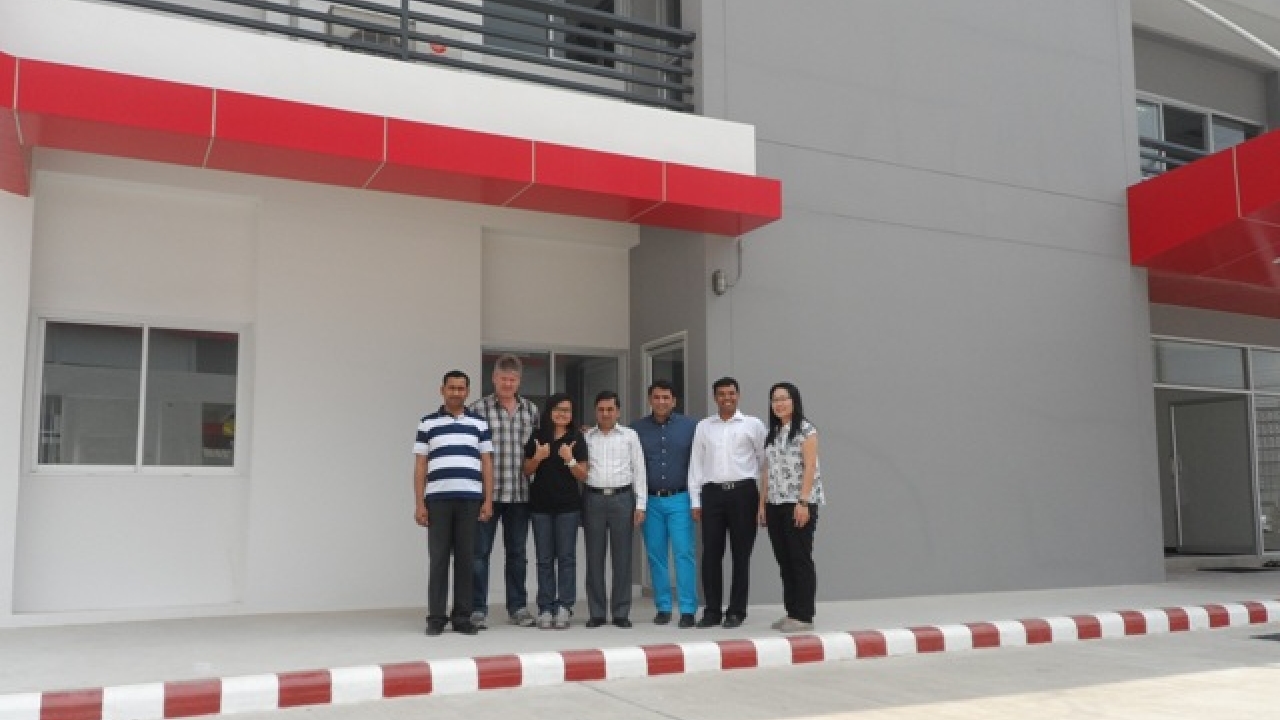 Chandan Khanna, managing director and owner, Ajanta Packaging with his team at his factory in Thailand 