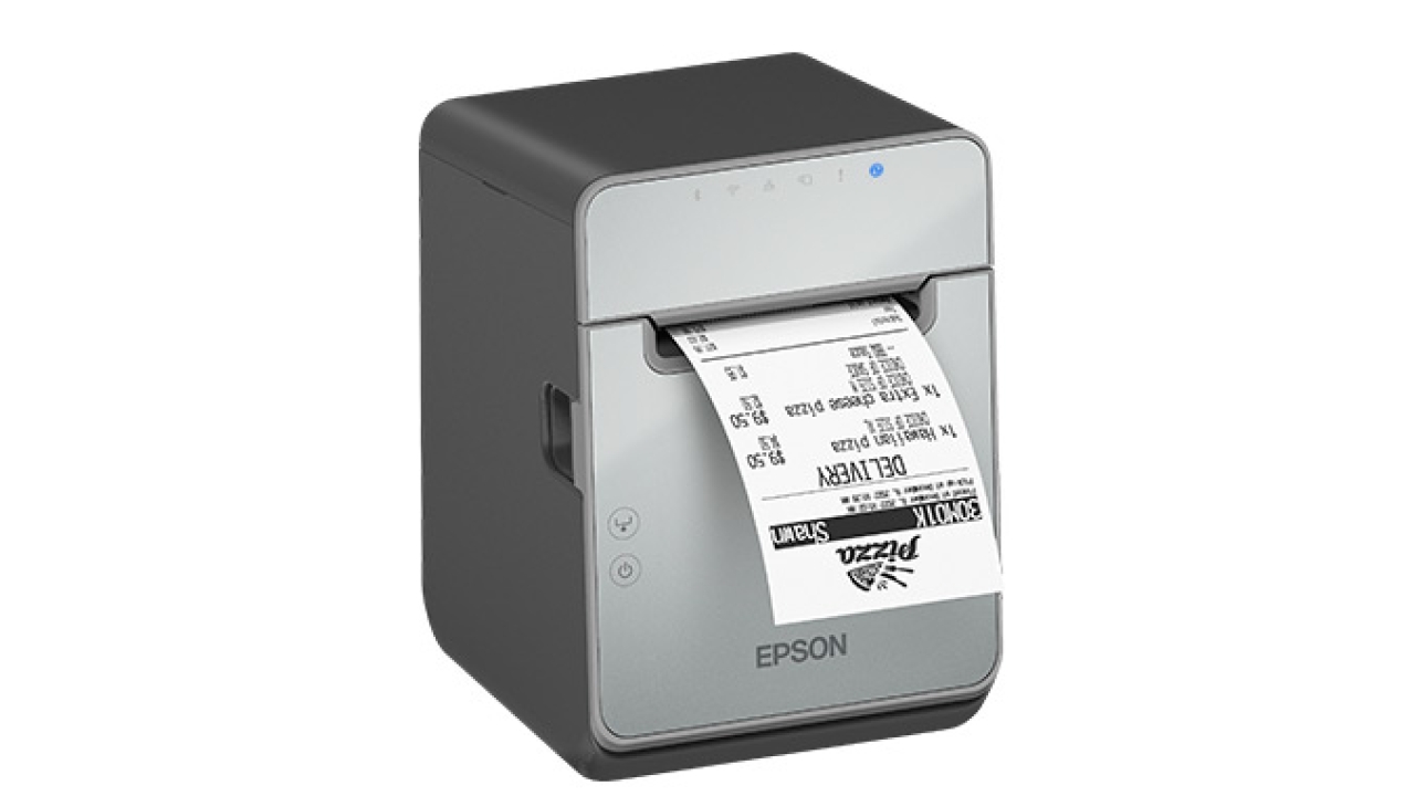 Epson has released TM-L100, its latest mPOS label printer for the take-away, click-and-collect and food delivery hospitality market Epson has released TM-L100, its latest mPOS label printer for the take-away, click-and-collect and food delivery hospitality market